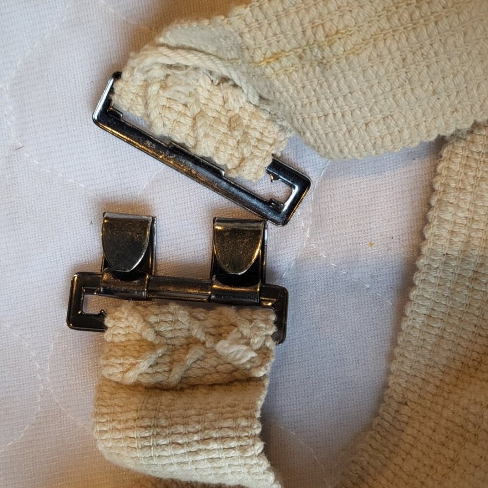 Woven Stretchy Belt Cream Silver Toned Buckle Clasp Boho Hippie Natural - Picture 9 of 15